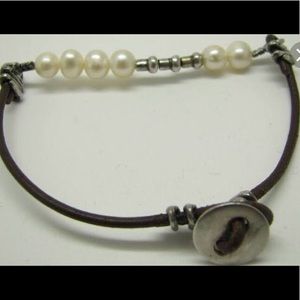 Silpada sterling silver and pearl leather bracelet